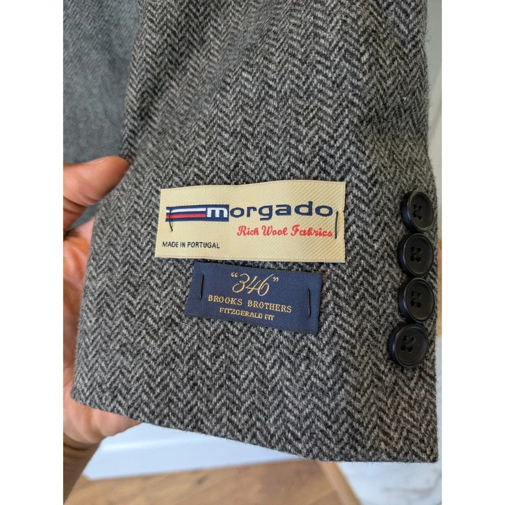 NWT Brooks Brothers 346 Fitzgerald Fit Grey Herringbone Wool Sport Coat 39R